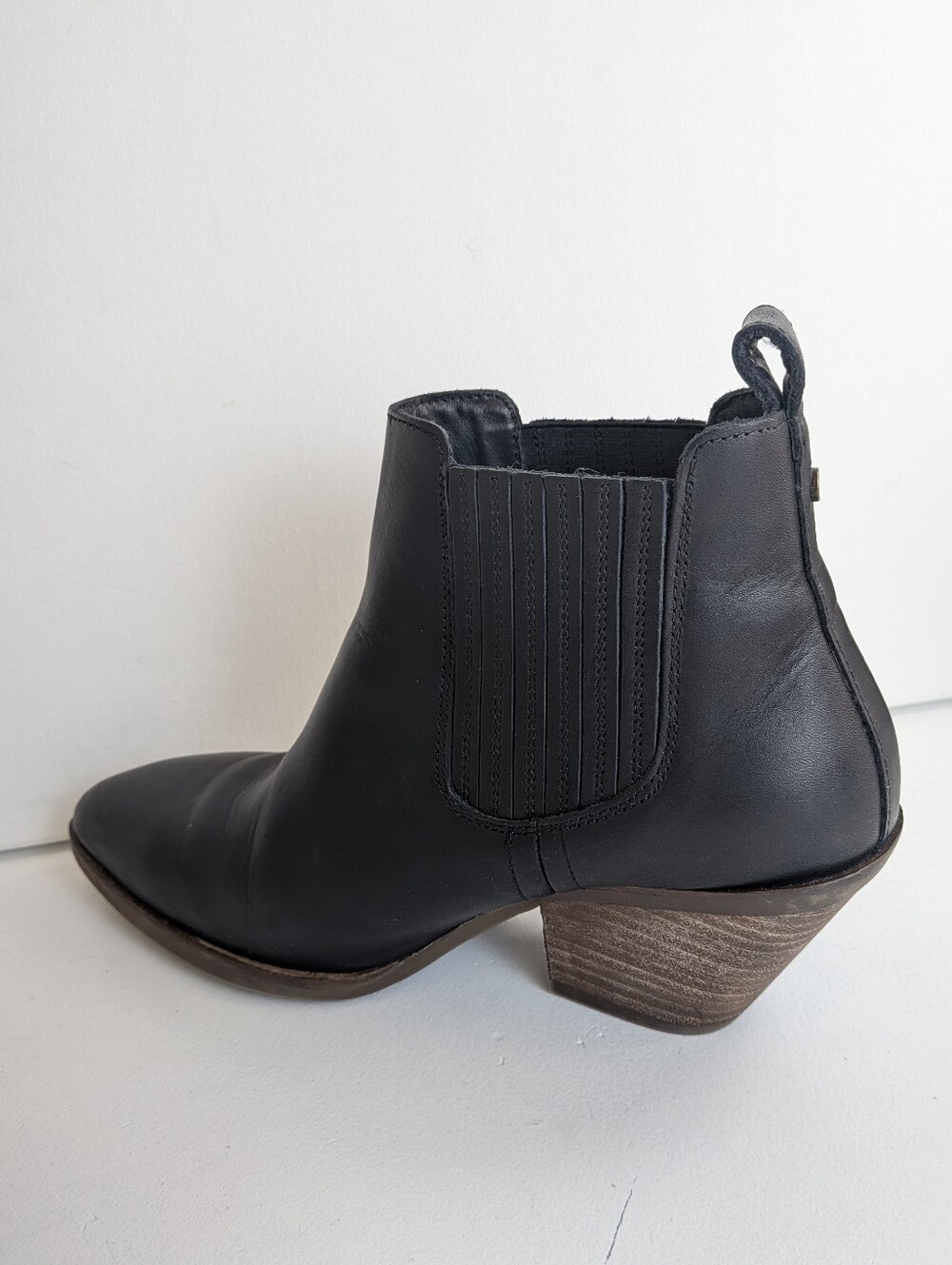 Patina Womens Black Leather Chelsea Ankle Boots Pointed Toe Block Heel Sz 8 euc - Picture 5 of 8